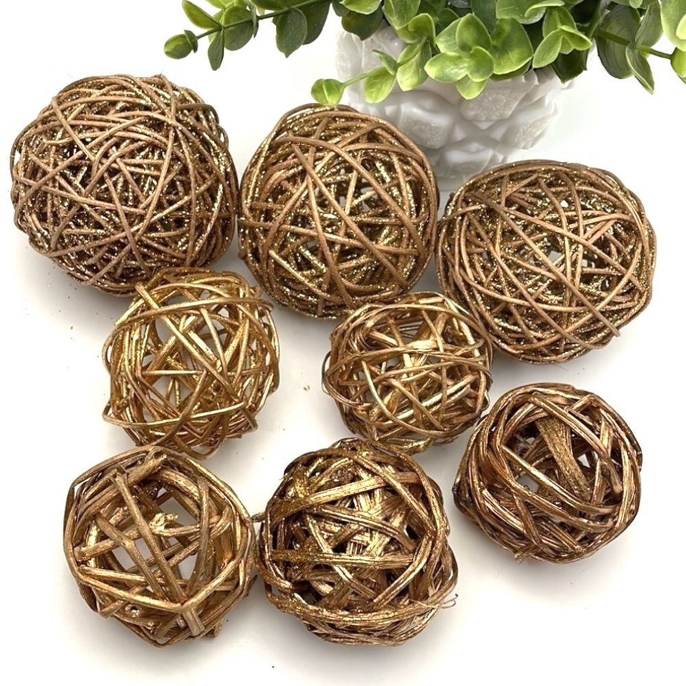 Gold Grapevine Decorative Balls 8 pcs